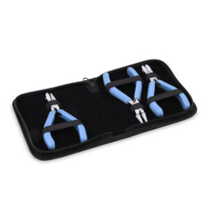 Designer Series Nylon Jaw Pliers Kit, Pacific Blue Vinyl-Free Grips, Stainless Steel, Flat Nose, Round Nose, Flat/Round, Tool Size 5.25 in / 13.3 cm, 3 pc with Zip Pouch