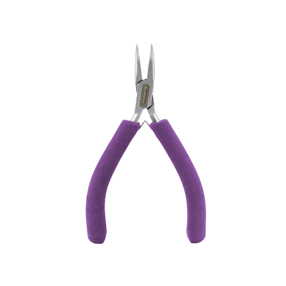 Designer Series Bent Chain Nose Pliers, Purple Vinyl-Free Grips, Stainless Steel, Box Joint, Double Leaf Springs, 4.75 in / 12 cm - Image 4