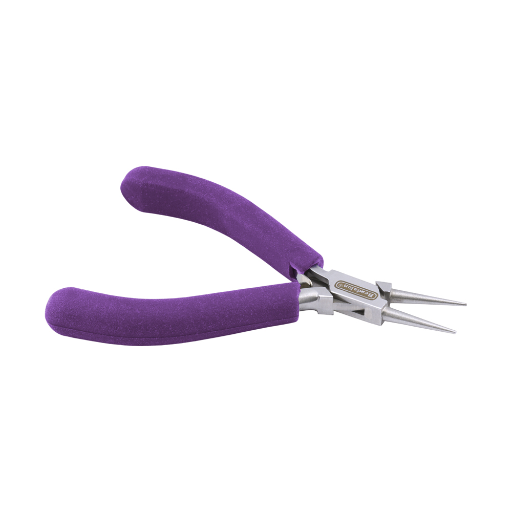 Designer Series Round Nose Pliers, Purple Vinyl-Free Grips, Stainless Steel, Box Joint, Double Leaf Springs, 4.75 in / 12 cm - Image 3