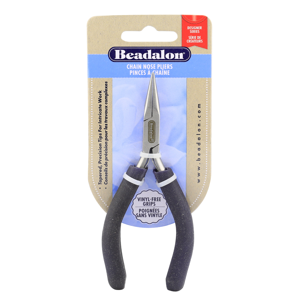 Designer Series Chain Nose Pliers, Dark Blue Vinyl-Free Grips, Stainless Steel, Box Joint, Double Leaf Springs, 4.75 in / 12 cm - Image 3