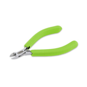 Designer Series Slim Semi-Flush Cutter, Lime Green Vinyl-Free Grips, Stainless Steel, Box Joint, Double Leaf Springs, 5.75 in / 14.6 cm