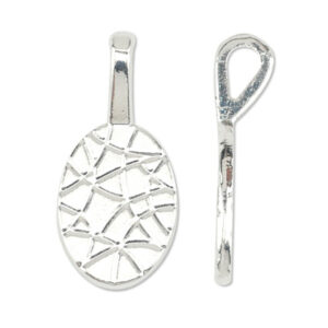 Glue-On Bail, 10x23 mm / .39 x .91 in, Silver Plated, 3 pc