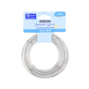 Artistic Wire, Aluminum Craft Wire, 12 Gauge / 2.1 mm, Round, Natural Aluminum, 39.3 ft / 12 m