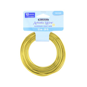 Artistic Wire, Aluminum Craft Wire, 12 Gauge / 2.1 mm, Round, Gold Color, 39.3 ft / 12 m