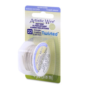 Artistic Wire, 22 Gauge / .64 mm Silver Plated Tarnish Resistant Colored Copper Craft Wire, Round Twist, Tarnish Resistant Silver, 4 yd / 3.65 m