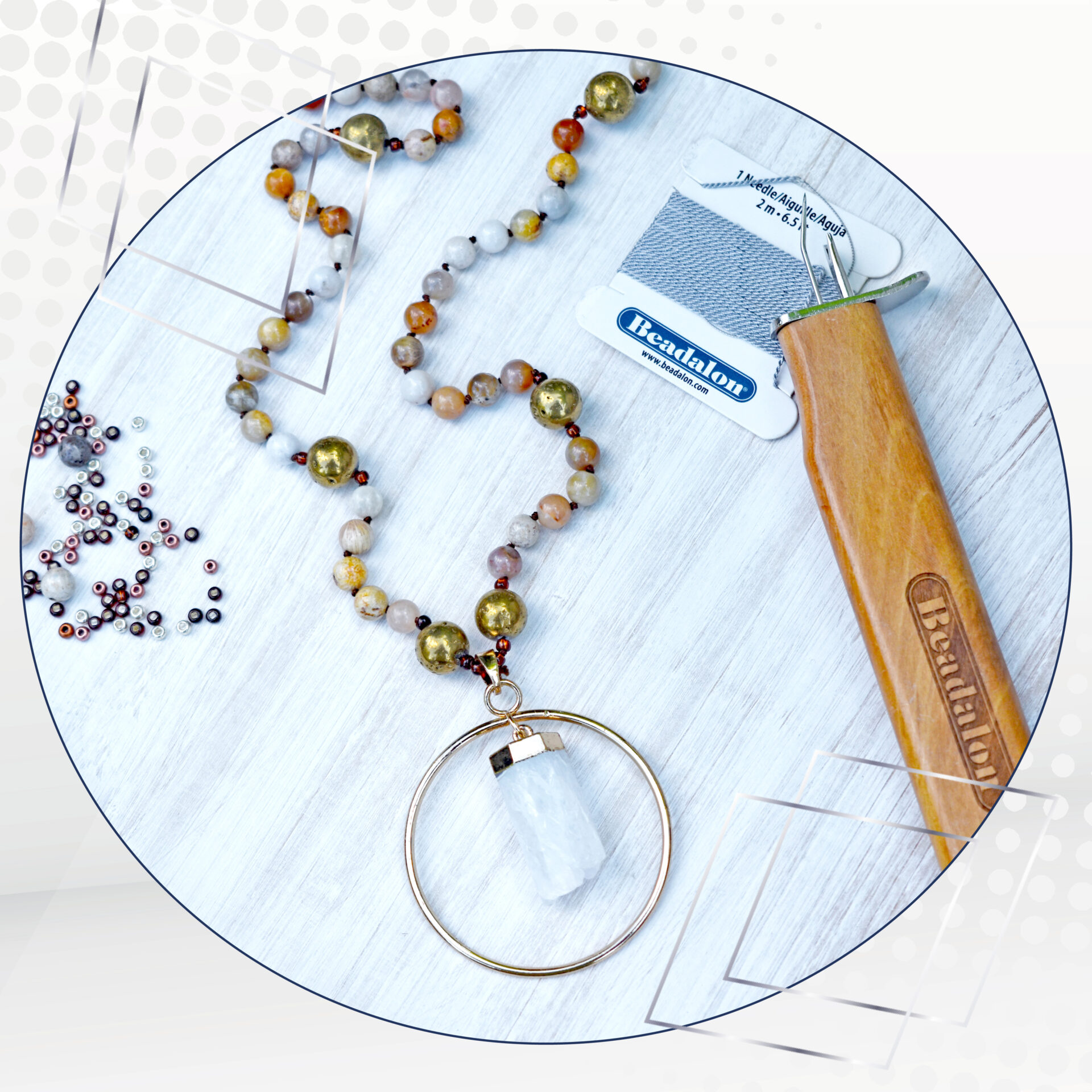 100% Silk Bead Cord - Card - Grey - Image 5