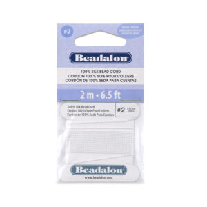 100% Silk Bead Cord - Card - White - 2