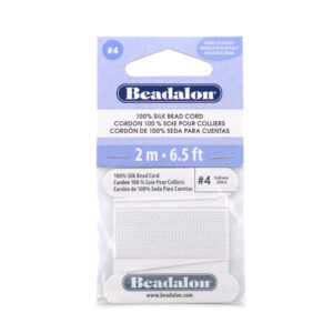 100% Silk Bead Cord - Card - White - 4