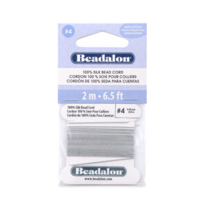 100% Silk Bead Cord - Card - Grey - 4