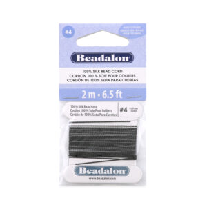 100% Silk Bead Cord - Card - Black - 4