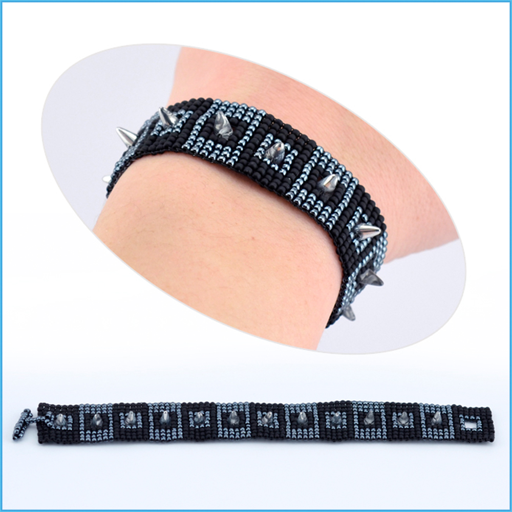 Silver Spikes Loom Cuff